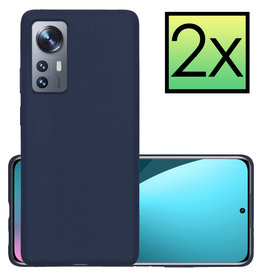 NoXx NoXx Xiaomi 12 Pro Hoesje Siliconen - Donkerblauw - 2 PACK