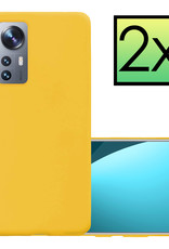 NoXx Hoes Geschikt voor Xiaomi 12 Pro Hoesje Cover Siliconen Back Case Hoes - Geel - 2x