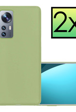NoXx Hoes Geschikt voor Xiaomi 12 Pro Hoesje Cover Siliconen Back Case Hoes - Groen - 2x