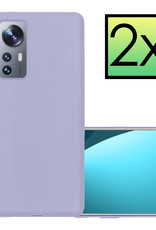 NoXx Hoes Geschikt voor Xiaomi 12 Pro Hoesje Cover Siliconen Back Case Hoes - Lila - 2x