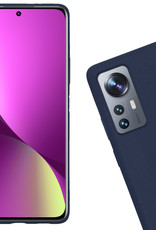 Nomfy Hoesje Geschikt voor Xiaomi 12 Pro Hoesje Siliconen Cover Case - Hoes Geschikt voor Xiaomi 12 Pro Hoes Back Case - 2-PACK - Donkerblauw