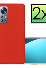 NoXx Hoes Geschikt voor Xiaomi 12 Pro Hoesje Cover Siliconen Back Case Hoes - Rood - 2x