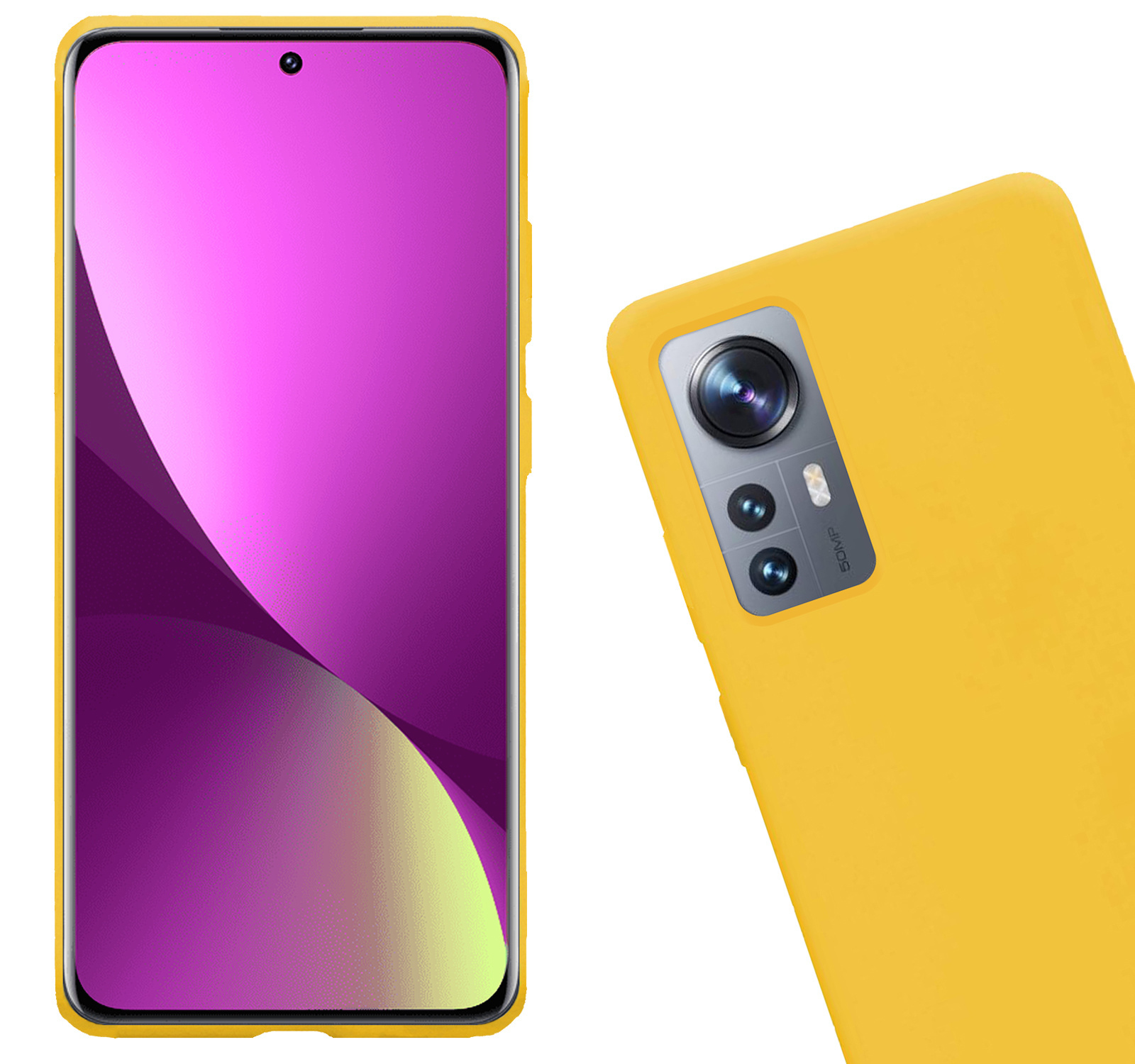 Nomfy Hoesje Geschikt voor Xiaomi 12 Pro Hoesje Siliconen Cover Case - Hoes Geschikt voor Xiaomi 12 Pro Hoes Back Case - 2-PACK - Geel