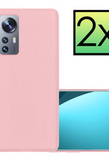 NoXx Xiaomi 12 Pro Hoesje Back Cover Siliconen Case Hoes - Licht Roze - 2x