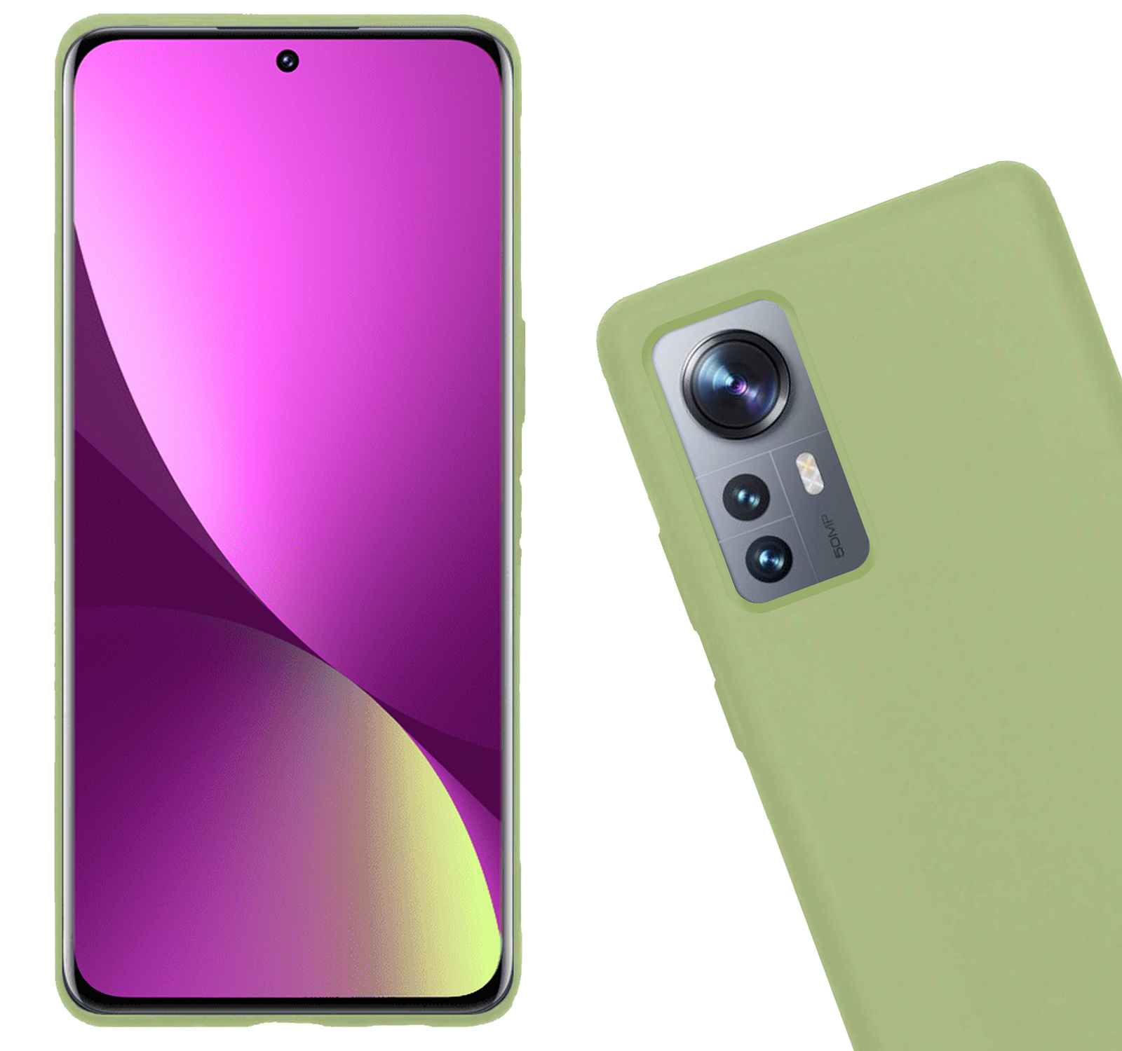 Nomfy Hoesje Geschikt voor Xiaomi 12 Pro Hoesje Siliconen Cover Case - Hoes Geschikt voor Xiaomi 12 Pro Hoes Back Case - 2-PACK - Groen