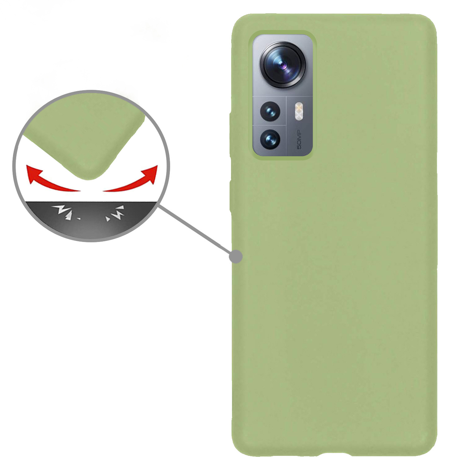 Nomfy Hoesje Geschikt voor Xiaomi 12 Pro Hoesje Siliconen Cover Case - Hoes Geschikt voor Xiaomi 12 Pro Hoes Back Case - 2-PACK - Groen