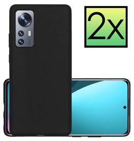 NoXx NoXx Xiaomi 12 Pro Hoesje Siliconen - Zwart - 2 PACK