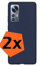 Nomfy Hoesje Geschikt voor Xiaomi 12 Pro Hoesje Siliconen Cover Case - Hoes Geschikt voor Xiaomi 12 Pro Hoes Back Case - 2-PACK - Donkerblauw