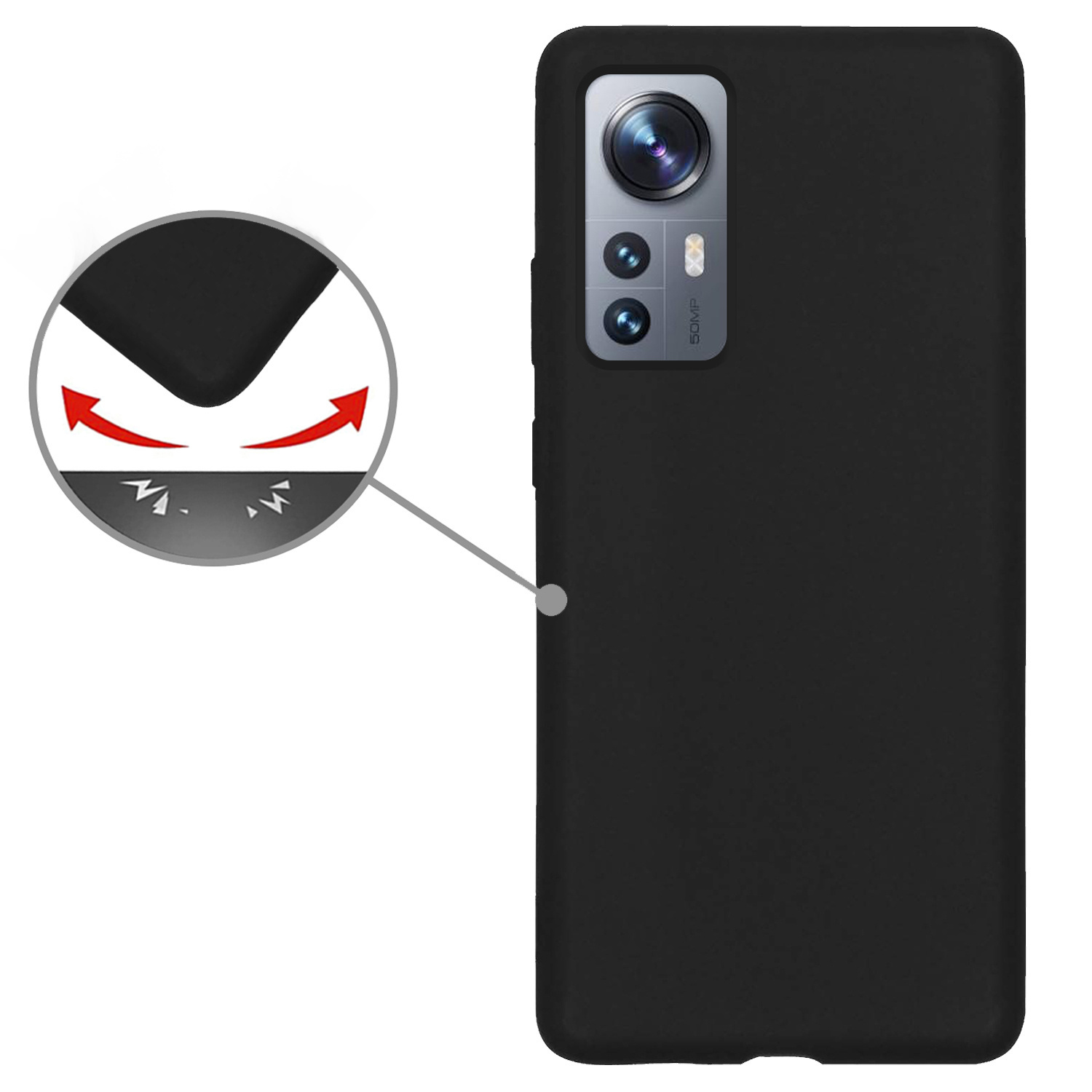 Nomfy Hoesje Geschikt voor Xiaomi 12 Pro Hoesje Siliconen Cover Case - Hoes Geschikt voor Xiaomi 12 Pro Hoes Back Case - 2-PACK - Zwart