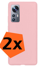 Nomfy Xiaomi 12 Pro Hoesje Siliconen - Xiaomi 12 Pro Hoesje Licht Roze Case - Xiaomi 12 Pro Cover Siliconen Back Cover - Licht Roze 2 Stuks