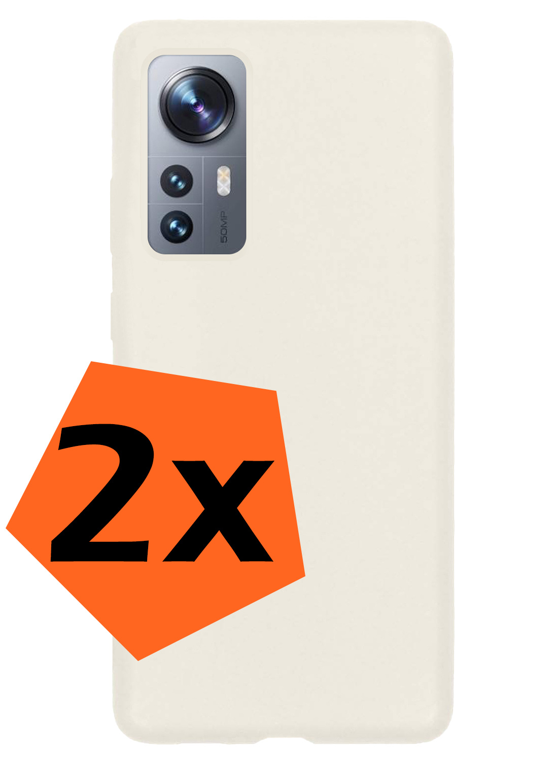 Nomfy Xiaomi 12 Pro Hoesje Siliconen - Xiaomi 12 Pro Hoesje Wit Case - Xiaomi 12 Pro Cover Siliconen Back Cover - Wit 2 Stuks