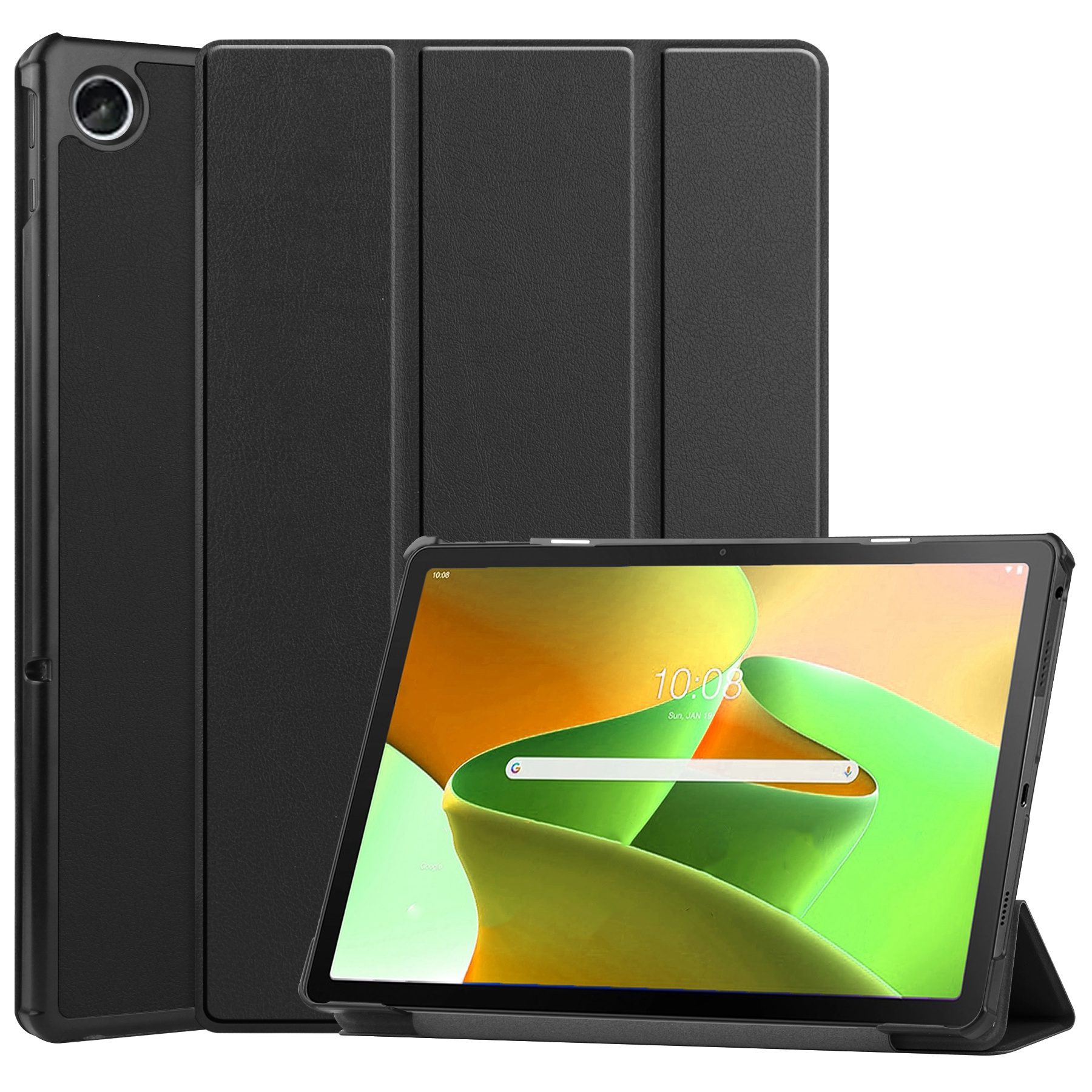 Nomfy Hoes Geschikt voor Lenovo Tab M10 Plus 3rd Gen Hoes Tri-fold Tablet Hoesje Case - Hoesje Geschikt voor Lenovo Tab M10 Plus (3e Gen) Hoesje Hardcover Bookcase - Zwart