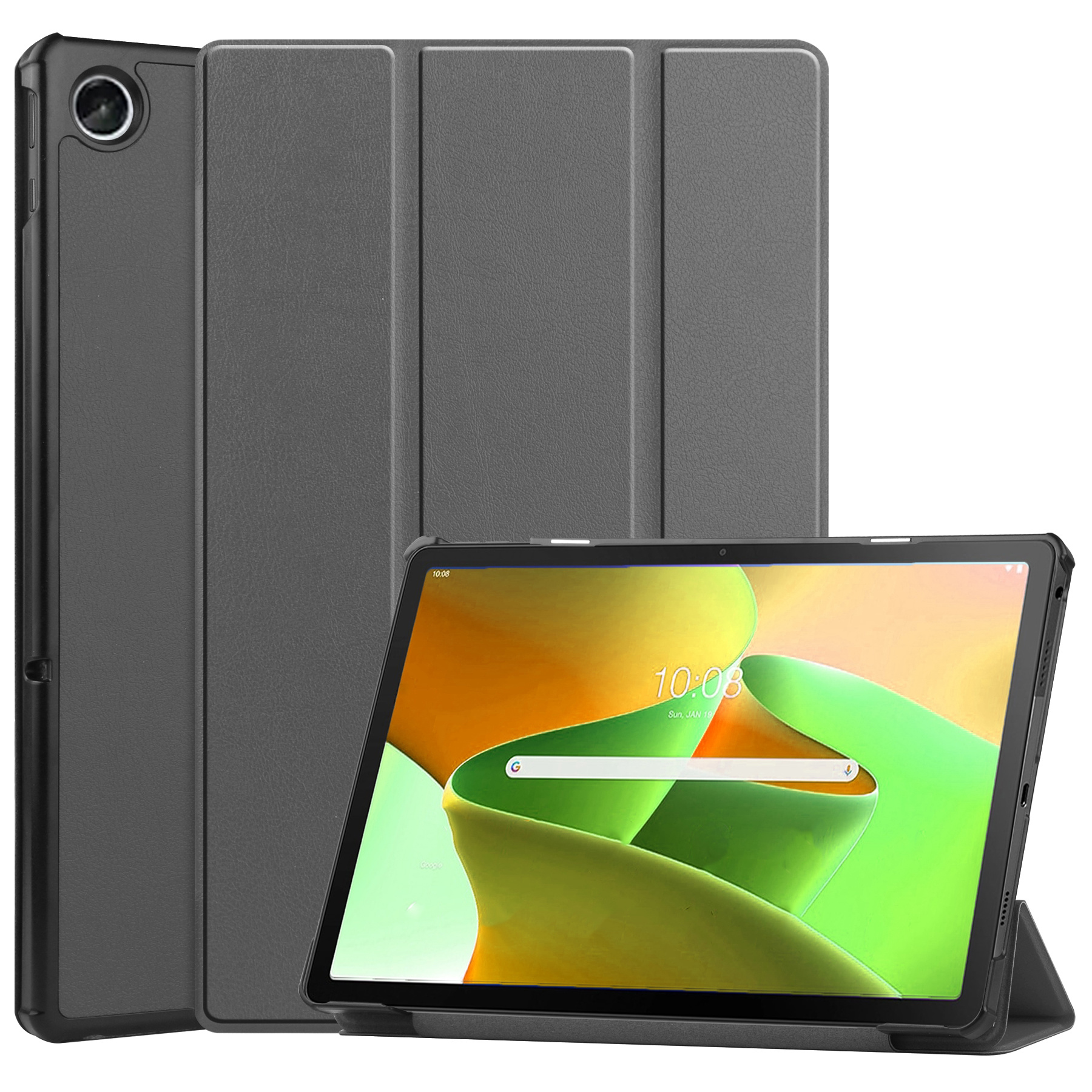 Nomfy Hoes Geschikt voor Lenovo Tab M10 Plus 3rd Gen Hoes Tri-fold Tablet Hoesje Case - Hoesje Geschikt voor Lenovo Tab M10 Plus (3e Gen) Hoesje Hardcover Bookcase - Grijs