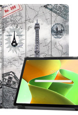 Nomfy Hoes Geschikt voor Lenovo Tab M10 Plus 3rd Gen Hoes Tri-fold Tablet Hoesje Case - Hoesje Geschikt voor Lenovo Tab M10 Plus (3e Gen) Hoesje Hardcover Bookcase - Eiffeltoren