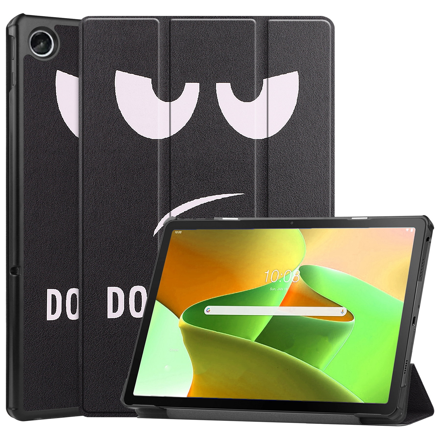 Nomfy Hoes Geschikt voor Lenovo Tab M10 Plus 3rd Gen Hoes Tri-fold Tablet Hoesje Case - Hoesje Geschikt voor Lenovo Tab M10 Plus (3e Gen) Hoesje Hardcover Bookcase - Don't Touch Me