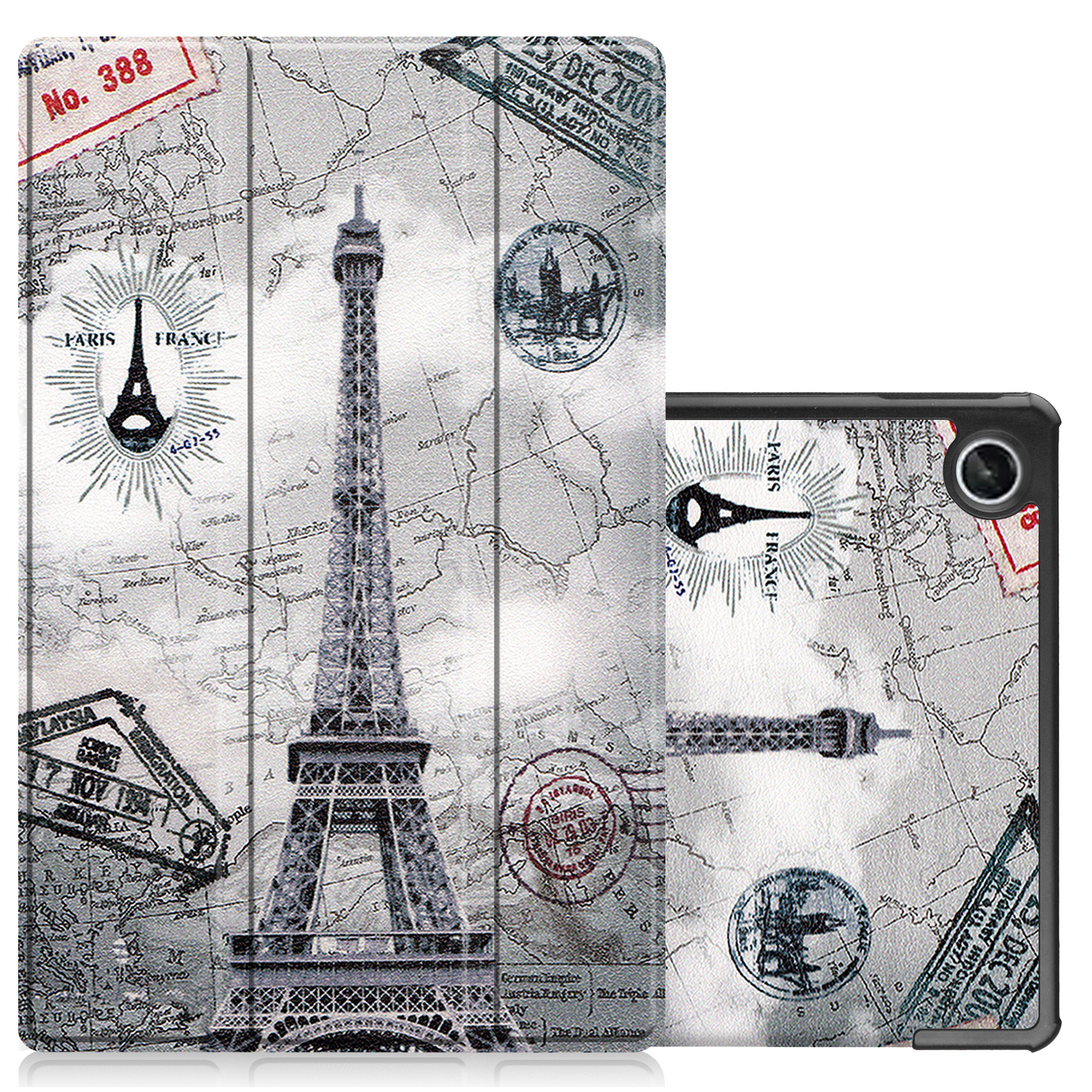 NoXx Hoesje Geschikt voor Lenovo Tab M10 Plus 3rd Gen Hoesje Case Hard Cover Hoes Book Case - Eiffeltoren