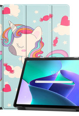 BASEY. Hoesje Geschikt voor Lenovo Tab M10 Plus 3rd Gen Hoes Case Tablet Hoesje Tri-fold - Hoes Geschikt voor Lenovo Tab M10 Plus (3e Gen) Hoesje Hard Cover Bookcase Hoes - Eenhoorn