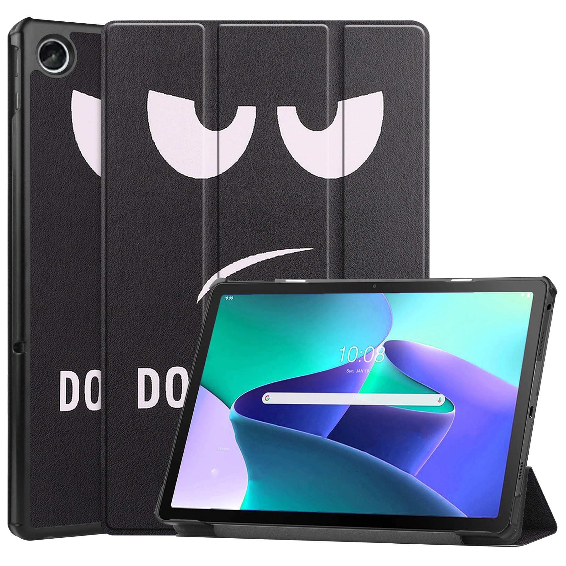 BASEY. Hoesje Geschikt voor Lenovo Tab M10 Plus 3rd Gen Hoes Case Tablet Hoesje Tri-fold - Hoes Geschikt voor Lenovo Tab M10 Plus (3e Gen) Hoesje Hard Cover Bookcase Hoes - Don't Touch Me