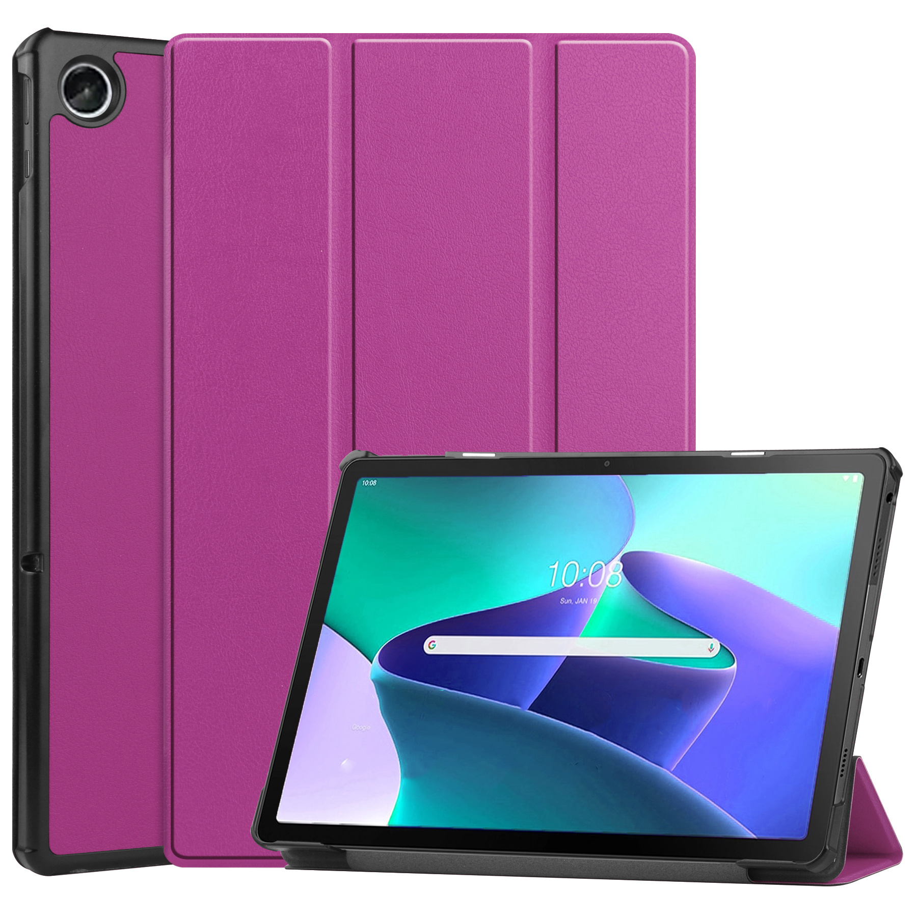 BASEY. Hoesje Geschikt voor Lenovo Tab M10 Plus 3rd Gen Hoes Case Tablet Hoesje Tri-fold - Hoes Geschikt voor Lenovo Tab M10 Plus (3e Gen) Hoesje Hard Cover Bookcase Hoes - Paars
