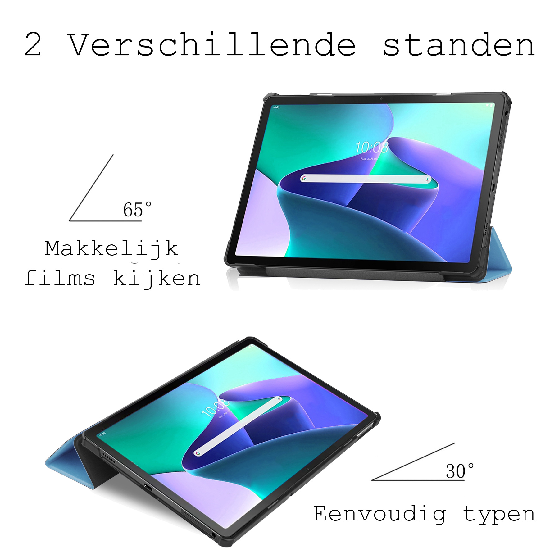 BASEY. Hoesje Geschikt voor Lenovo Tab M10 Plus 3rd Gen Hoes Case Tablet Hoesje Tri-fold - Hoes Geschikt voor Lenovo Tab M10 Plus (3e Gen) Hoesje Hard Cover Bookcase Hoes - Lichtblauw