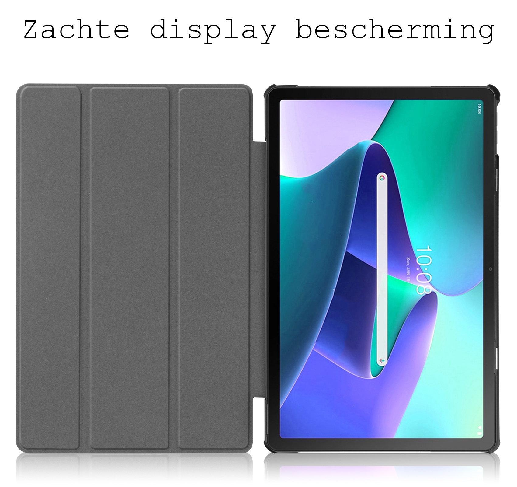 BASEY. Hoesje Geschikt voor Lenovo Tab M10 Plus 3rd Gen Hoes Case Tablet Hoesje Tri-fold - Hoes Geschikt voor Lenovo Tab M10 Plus (3e Gen) Hoesje Hard Cover Bookcase Hoes - Lichtblauw