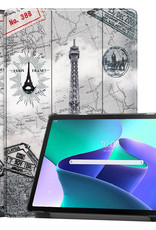 BASEY. Hoesje Geschikt voor Lenovo Tab M10 Plus 3rd Gen Hoes Case Tablet Hoesje Tri-fold - Hoes Geschikt voor Lenovo Tab M10 Plus (3e Gen) Hoesje Hard Cover Bookcase Hoes - Eiffeltoren