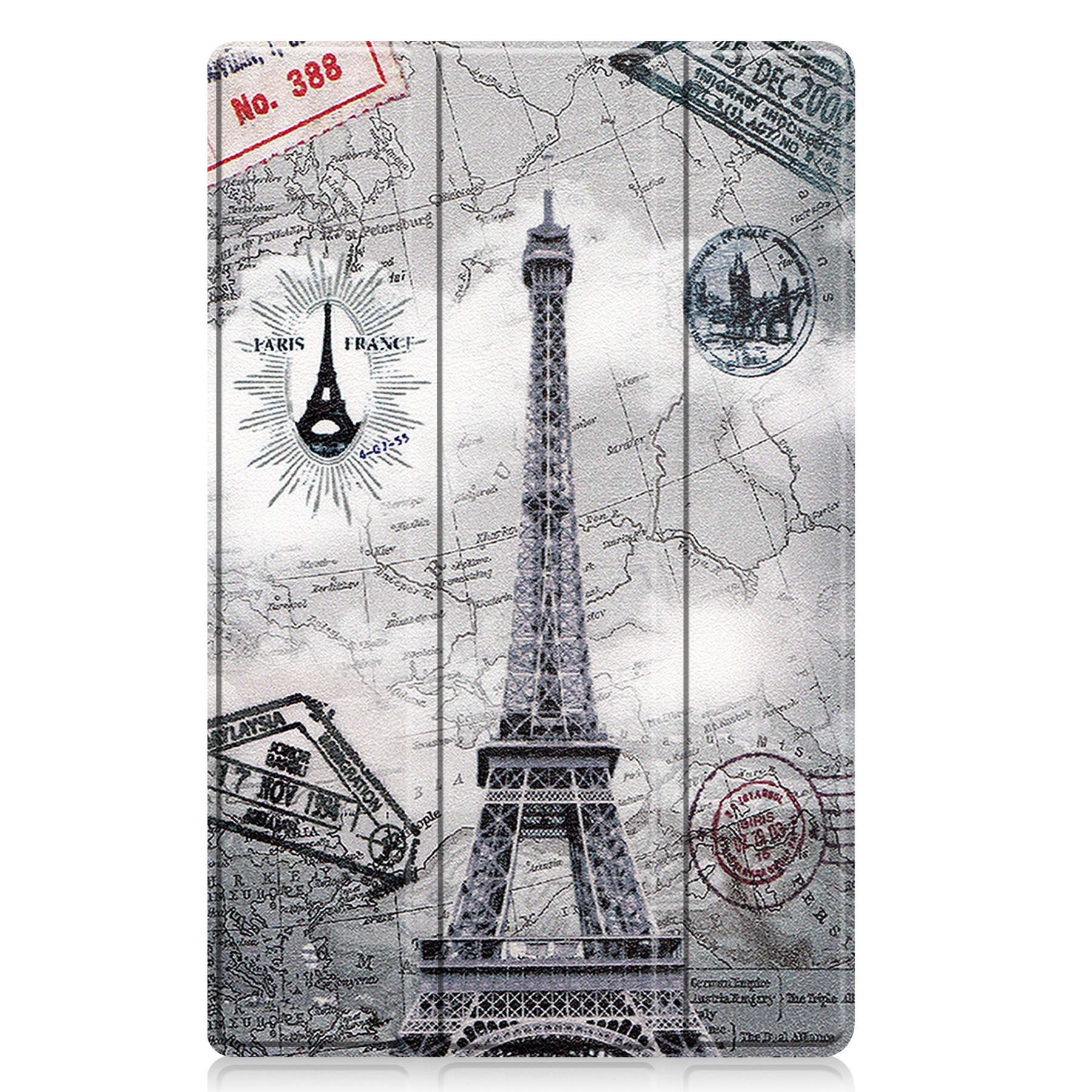 BASEY. Hoesje Geschikt voor Lenovo Tab M10 Plus 3rd Gen Hoes Case Tablet Hoesje Tri-fold Met Screenprotector - Hoes Geschikt voor Lenovo Tab M10 Plus (3e Gen) Hoesje Hard Cover Bookcase Hoes - Eiffeltoren