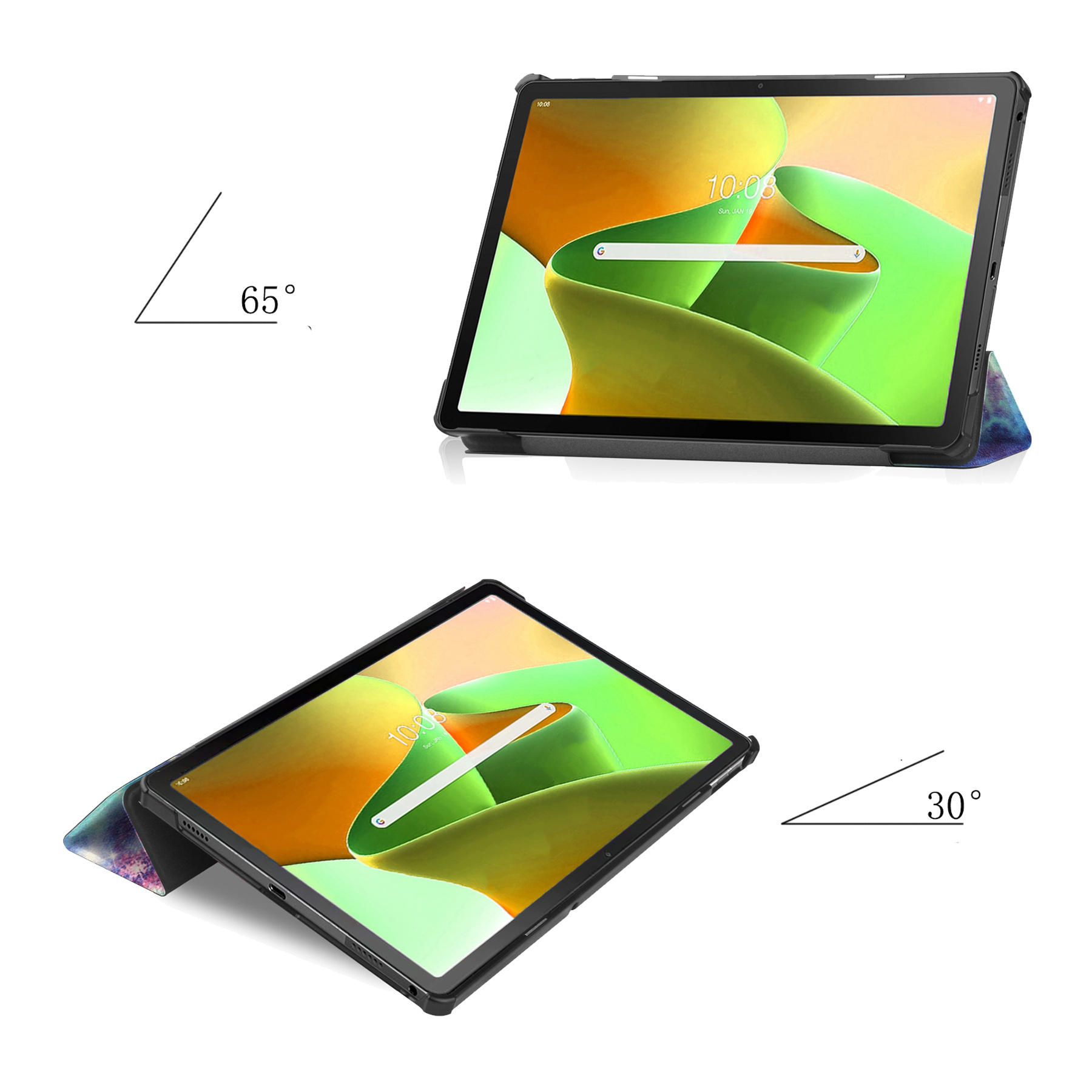 Nomfy Hoes Geschikt voor Lenovo Tab M10 Plus 3rd Gen Hoes Tri-fold Tablet Hoesje Case Met Screenprotector - Hoesje Geschikt voor Lenovo Tab M10 Plus (3e Gen) Hoesje Hardcover Bookcase - Galaxy