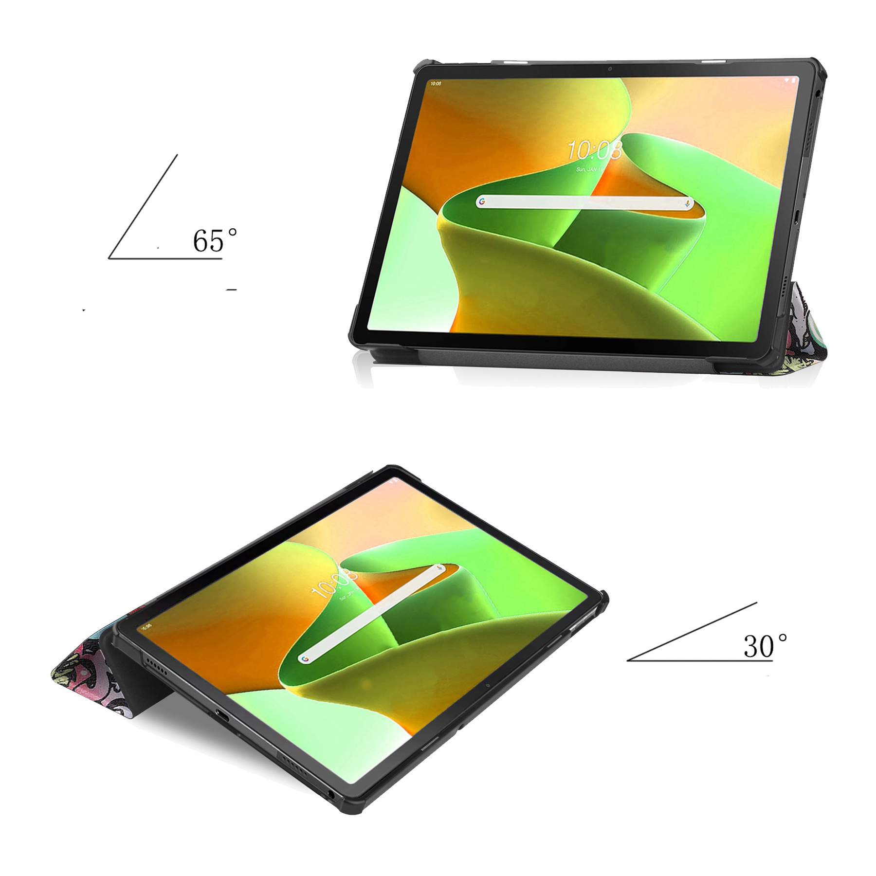 Nomfy Hoes Geschikt voor Lenovo Tab M10 Plus 3rd Gen Hoes Tri-fold Tablet Hoesje Case Met Screenprotector - Hoesje Geschikt voor Lenovo Tab M10 Plus (3e Gen) Hoesje Hardcover Bookcase - Graffity