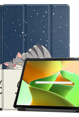 Nomfy Hoes Geschikt voor Lenovo Tab M10 Plus 3rd Gen Hoes Tri-fold Tablet Hoesje Case Met Screenprotector - Hoesje Geschikt voor Lenovo Tab M10 Plus (3e Gen) Hoesje Hardcover Bookcase - Kat