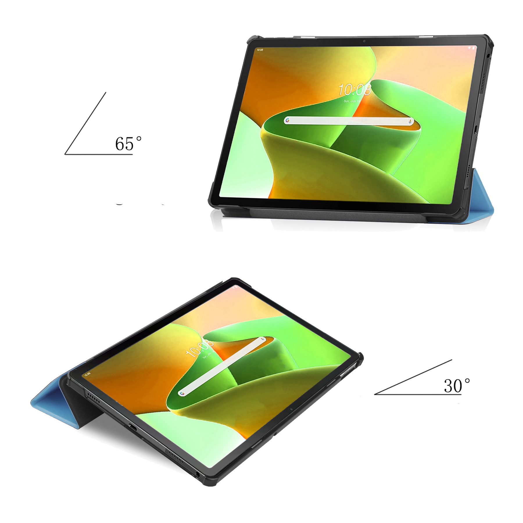 Nomfy Hoes Geschikt voor Lenovo Tab M10 Plus 3rd Gen Hoes Tri-fold Tablet Hoesje Case Met Screenprotector - Hoesje Geschikt voor Lenovo Tab M10 Plus (3e Gen) Hoesje Hardcover Bookcase - Lichtblauw