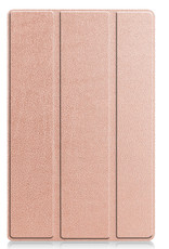 Nomfy Hoes Geschikt voor Lenovo Tab M10 Plus 3rd Gen Hoes Tri-fold Tablet Hoesje Case Met Screenprotector - Hoesje Geschikt voor Lenovo Tab M10 Plus (3e Gen) Hoesje Hardcover Bookcase - Rosé goud