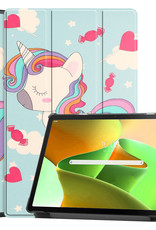 Nomfy Hoes Geschikt voor Lenovo Tab M10 Plus 3rd Gen Hoes Tri-fold Tablet Hoesje Case Met Screenprotector - Hoesje Geschikt voor Lenovo Tab M10 Plus (3e Gen) Hoesje Hardcover Bookcase - Eenhoorn