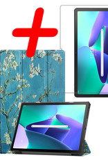BASEY. Hoesje Geschikt voor Lenovo Tab M10 Plus 3rd Gen Hoes Case Tablet Hoesje Tri-fold Met Screenprotector - Hoes Geschikt voor Lenovo Tab M10 Plus (3e Gen) Hoesje Hard Cover Bookcase Hoes - Bloesem