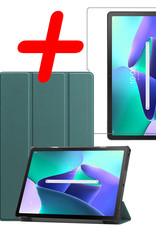 BASEY. Hoesje Geschikt voor Lenovo Tab M10 Plus 3rd Gen Hoes Case Tablet Hoesje Tri-fold Met Screenprotector - Hoes Geschikt voor Lenovo Tab M10 Plus (3e Gen) Hoesje Hard Cover Bookcase Hoes - Donkergroen