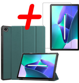 BASEY. BASEY. Lenovo Tab M10 Plus (3e generatie) Hoes Met Screenprotector - Donkergroen