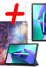 BASEY. Hoesje Geschikt voor Lenovo Tab M10 Plus 3rd Gen Hoes Case Tablet Hoesje Tri-fold Met Screenprotector - Hoes Geschikt voor Lenovo Tab M10 Plus (3e Gen) Hoesje Hard Cover Bookcase Hoes - Galaxy