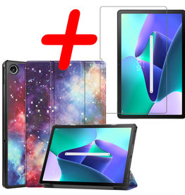BASEY. BASEY. Lenovo Tab M10 Plus (3e generatie) Hoes Met Screenprotector - Galaxy