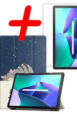 BASEY. Hoesje Geschikt voor Lenovo Tab M10 Plus 3rd Gen Hoes Case Tablet Hoesje Tri-fold Met Screenprotector - Hoes Geschikt voor Lenovo Tab M10 Plus (3e Gen) Hoesje Hard Cover Bookcase Hoes - Kat