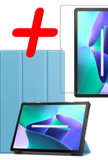 BASEY. Hoesje Geschikt voor Lenovo Tab M10 Plus 3rd Gen Hoes Case Tablet Hoesje Tri-fold Met Screenprotector - Hoes Geschikt voor Lenovo Tab M10 Plus (3e Gen) Hoesje Hard Cover Bookcase Hoes - Lichtblauw