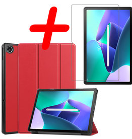 BASEY. BASEY. Lenovo Tab M10 Plus (3e generatie) Hoes Met Screenprotector - Rood