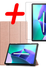 BASEY. Hoesje Geschikt voor Lenovo Tab M10 Plus 3rd Gen Hoes Case Tablet Hoesje Tri-fold Met Screenprotector - Hoes Geschikt voor Lenovo Tab M10 Plus (3e Gen) Hoesje Hard Cover Bookcase Hoes - Rosé goud