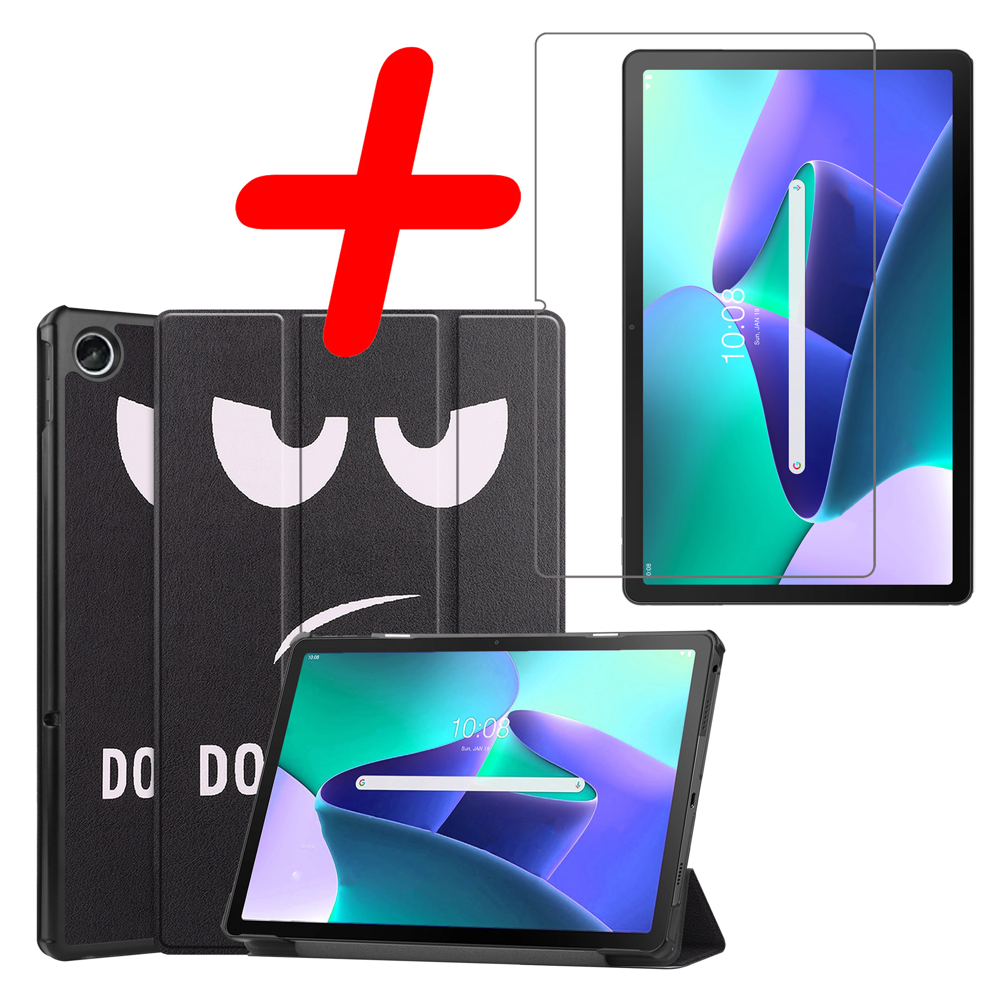 BASEY. Hoesje Geschikt voor Lenovo Tab M10 Plus 3rd Gen Hoes Case Tablet Hoesje Tri-fold Met Screenprotector - Hoes Geschikt voor Lenovo Tab M10 Plus (3e Gen) Hoesje Hard Cover Bookcase Hoes - Don't Touch Me