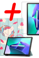 BASEY. Hoesje Geschikt voor Lenovo Tab M10 Plus 3rd Gen Hoes Case Tablet Hoesje Tri-fold Met Screenprotector - Hoes Geschikt voor Lenovo Tab M10 Plus (3e Gen) Hoesje Hard Cover Bookcase Hoes - Eenhoorn