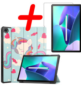 BASEY. BASEY. Lenovo Tab M10 Plus (3e generatie) Hoes Met Screenprotector - Eenhoorn
