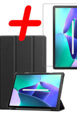 BASEY. Hoesje Geschikt voor Lenovo Tab M10 Plus 3rd Gen Hoes Case Tablet Hoesje Tri-fold Met Screenprotector - Hoes Geschikt voor Lenovo Tab M10 Plus (3e Gen) Hoesje Hard Cover Bookcase Hoes - Zwart