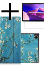 NoXx Hoesje Geschikt voor Lenovo Tab M10 Plus 3rd Gen Hoesje Case Hard Cover Hoes Book Case Met Screenprotector - Bloesem