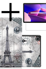 NoXx Hoesje Geschikt voor Lenovo Tab M10 Plus 3rd Gen Hoesje Case Hard Cover Hoes Book Case Met Screenprotector - Eiffeltoren
