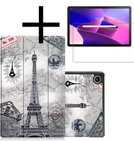 NoXx Lenovo Tab M10 Plus (3e generatie) Hoes Met Screenprotector - Eiffeltoren