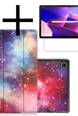 NoXx Hoesje Geschikt voor Lenovo Tab M10 Plus 3rd Gen Hoesje Case Hard Cover Hoes Book Case Met Screenprotector - Galaxy